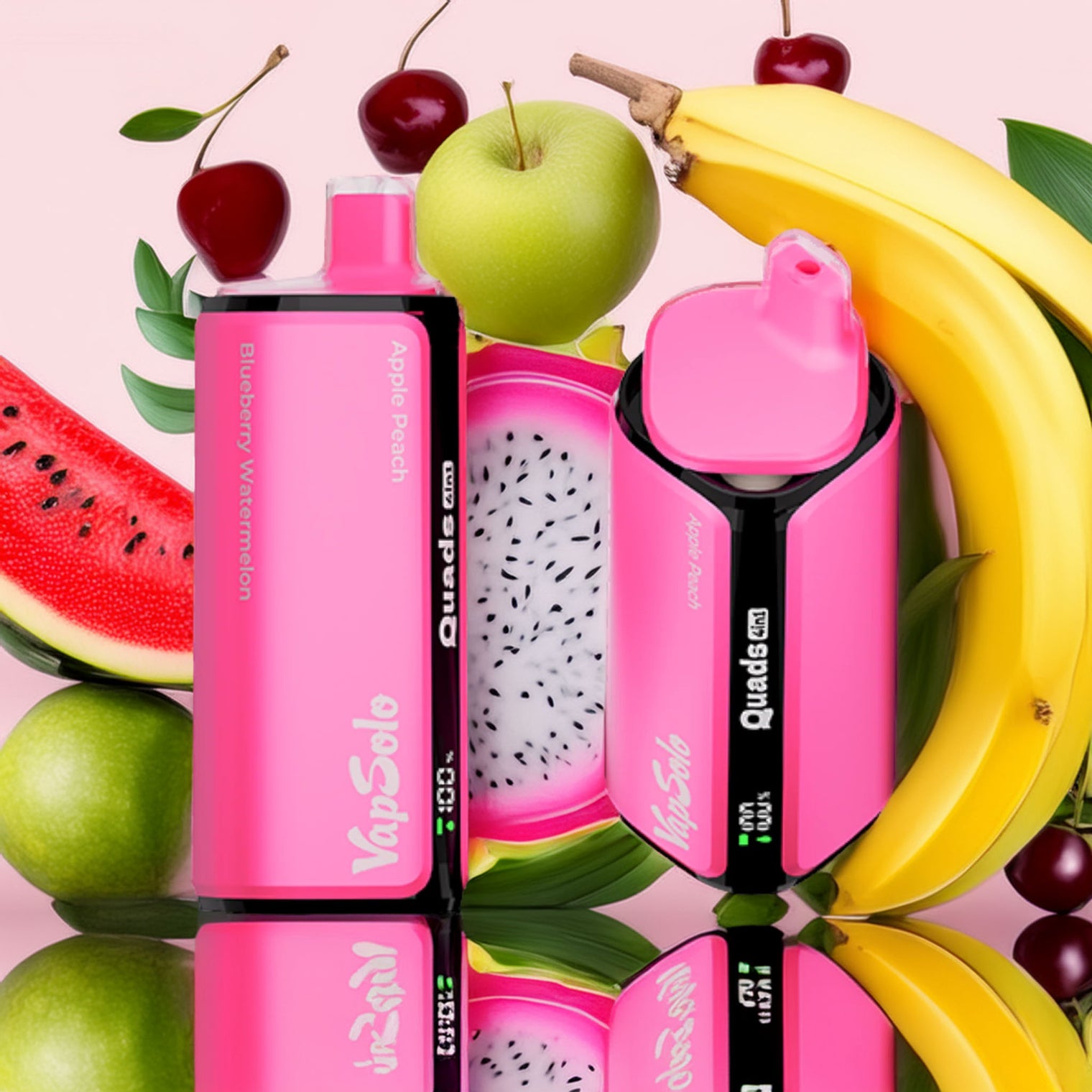 VapSolo Quads 80000 – Apple Peach & Blueberry Watermelon & Dragon Fruit Banana Cherry & Solo#1 5%