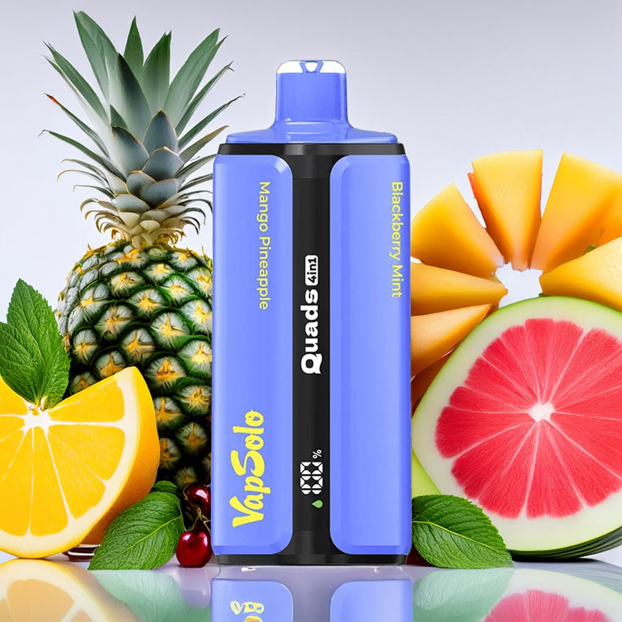 VapSolo Quads 80000 – Mango Pineapple & Blue Razz Cherry & Watermelon Cherry & Blackberry Mint 5%